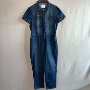 Celebrity Pink Indigo Short-Sleeve Denim Jumpsuit
